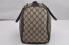 Authentic GUCCI Web Sherry Line Hand Boston Bag GG PVC Leather Brown 9841J