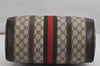 Authentic GUCCI Web Sherry Line Hand Boston Bag GG PVC Leather Brown 9841J