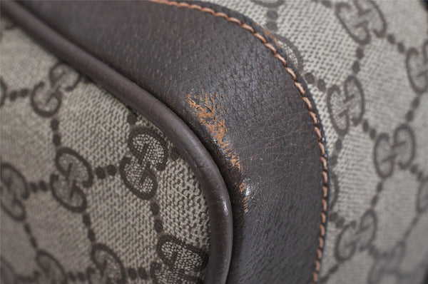 Authentic GUCCI Web Sherry Line Hand Boston Bag GG PVC Leather Brown 9841J