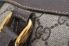 Authentic GUCCI Web Sherry Line Hand Boston Bag GG PVC Leather Brown 9841J
