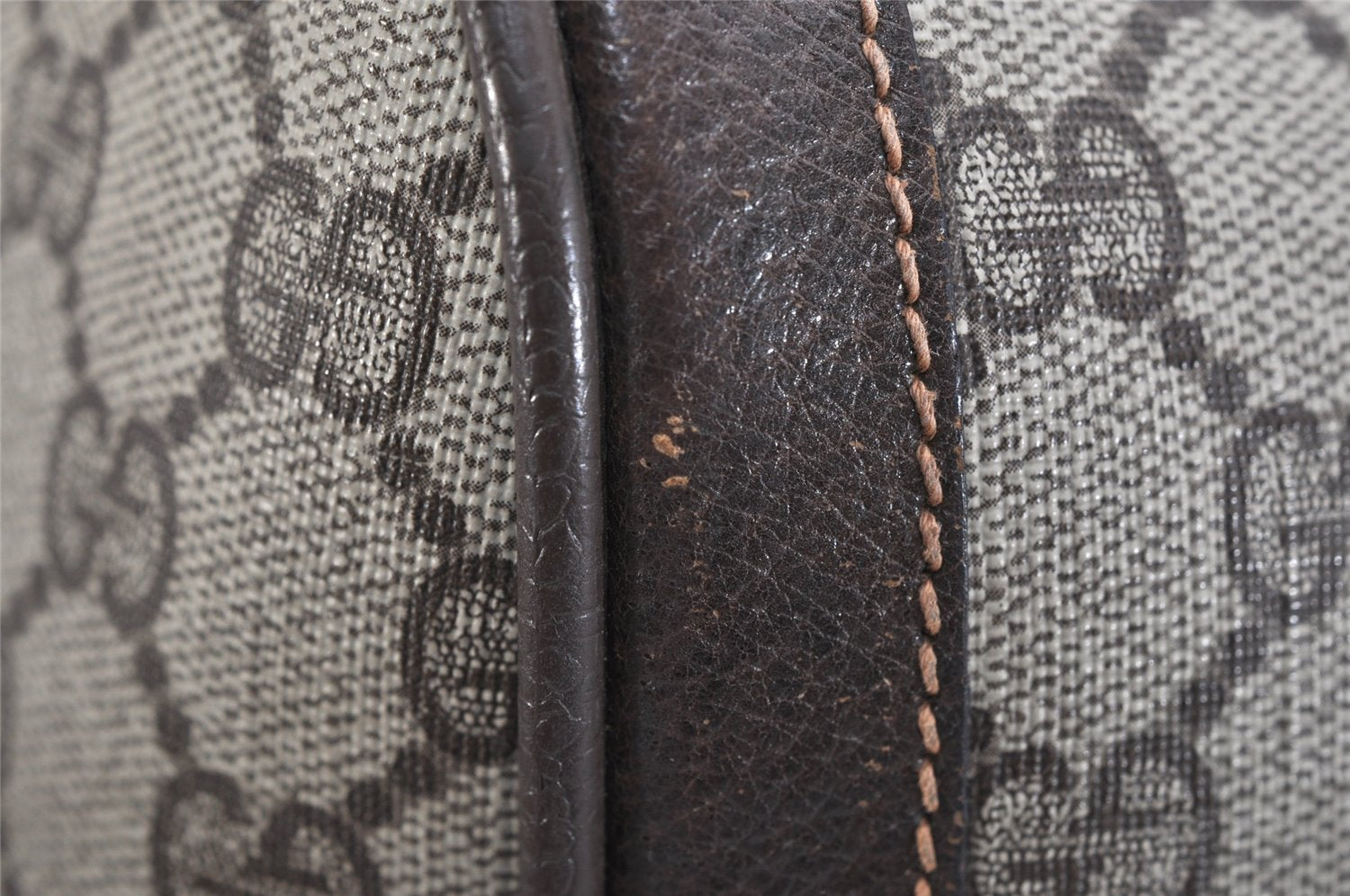 Authentic GUCCI Web Sherry Line Hand Boston Bag GG PVC Leather Brown 9841J