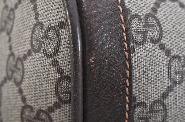 Authentic GUCCI Web Sherry Line Hand Boston Bag GG PVC Leather Brown 9841J