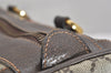 Authentic GUCCI Web Sherry Line Hand Boston Bag GG PVC Leather Brown 9841J