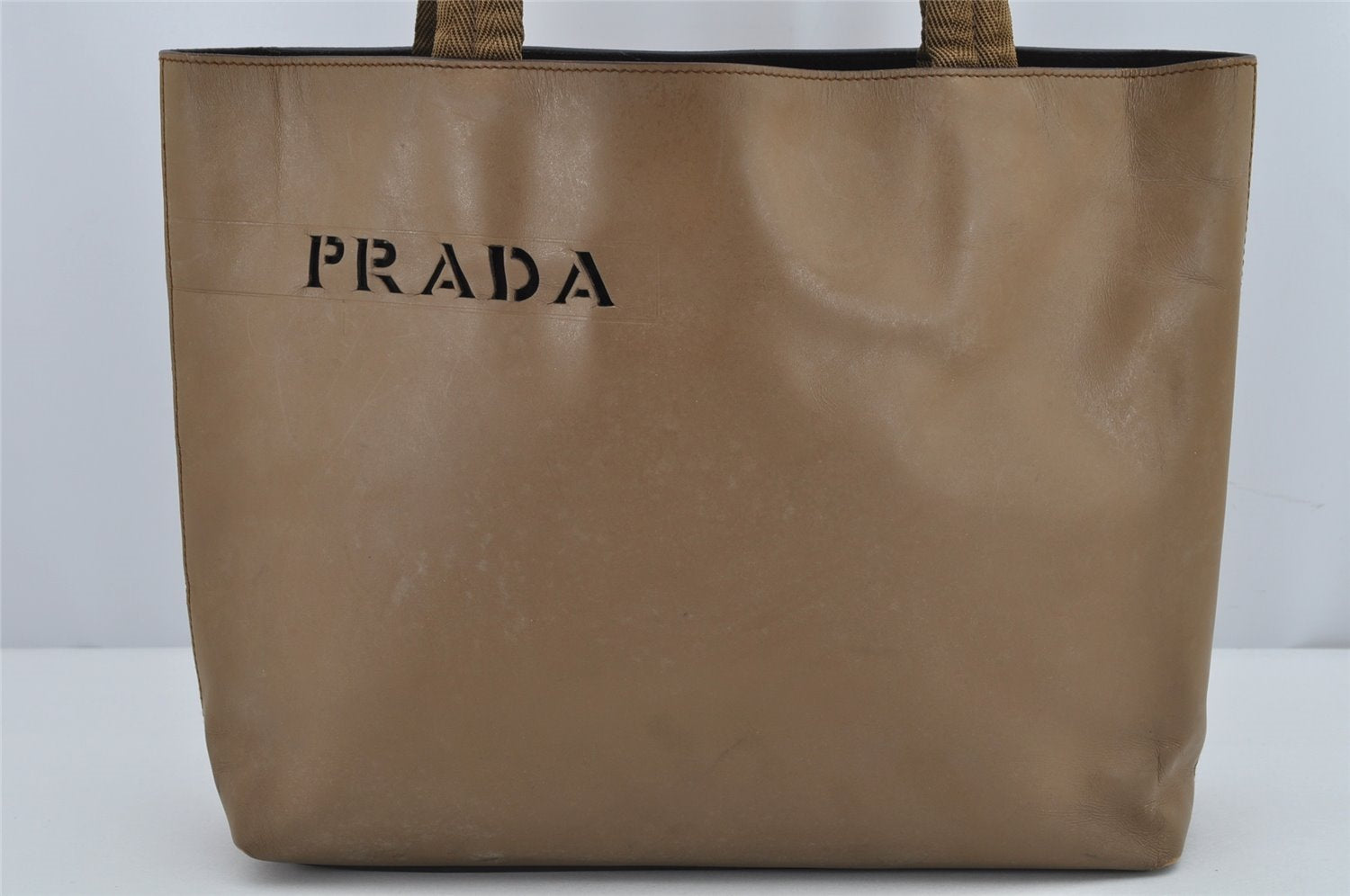 Authentic PRADA Vintage Leather Nappa Shoulder Tote Bag Brown 9844J