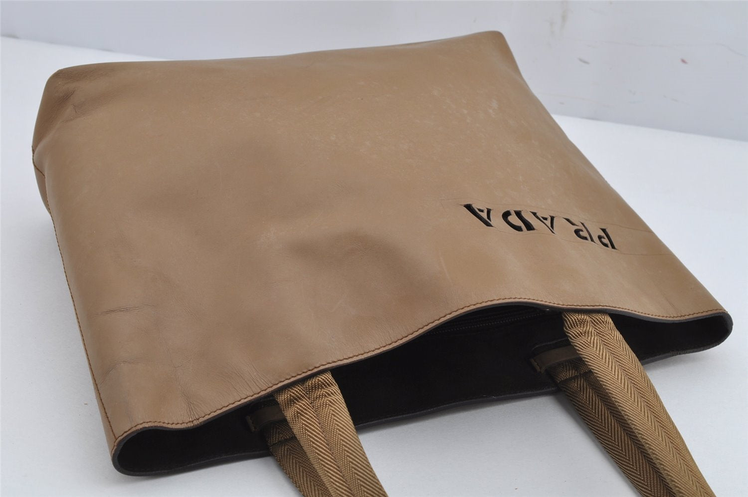 Authentic PRADA Vintage Leather Nappa Shoulder Tote Bag Brown 9844J
