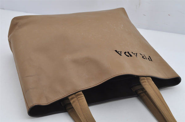Authentic PRADA Vintage Leather Nappa Shoulder Tote Bag Brown 9844J