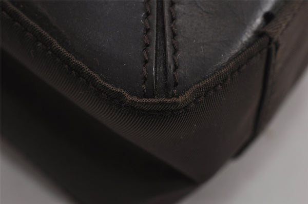 Authentic PRADA Nylon Tessuto Leather Shoulder Tote Bag Khaki Brown 9846J