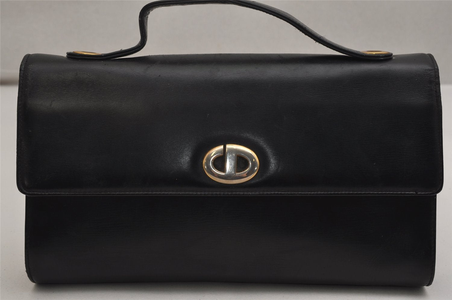 Authentic Christian Dior 2Way Shoulder Hand Bag Purse Leather Black CD 9850J