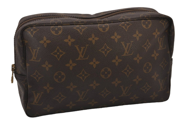 Auth Louis Vuitton Monogram Trousse Toilette 28 Clutch Hand Bag M47522 LV 9852I