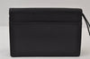 Authentic Burberrys Vintage Leather Clutch Hand Bag Purse Black 9854I