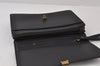 Authentic Burberrys Vintage Leather Clutch Hand Bag Purse Black 9854I