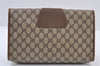Authentic GUCCI Web Sherry Line Clutch Hand Bag Purse GG PVC Leather Brown 9855I