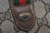 Authentic GUCCI Web Sherry Line Clutch Hand Bag Purse GG PVC Leather Brown 9855I
