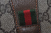 Authentic GUCCI Web Sherry Line Clutch Hand Bag Purse GG PVC Leather Brown 9855I