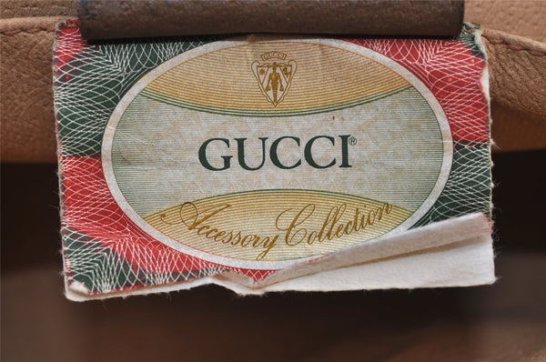 Authentic GUCCI Web Sherry Line Clutch Hand Bag Purse GG PVC Leather Brown 9855I