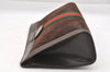 Authentic GUCCI Web Sherry Line Clutch Hand Bag Purse Suede Leather Brown 9856I