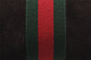 Authentic GUCCI Web Sherry Line Clutch Hand Bag Purse Suede Leather Brown 9856I
