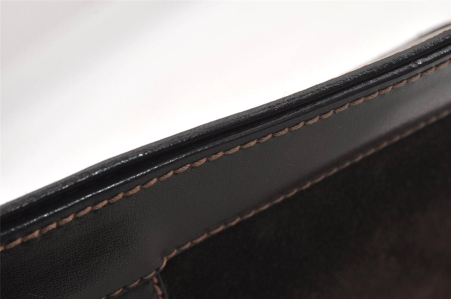Authentic GUCCI Web Sherry Line Clutch Hand Bag Purse Suede Leather Brown 9856I