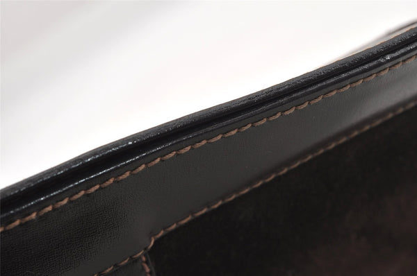 Authentic GUCCI Web Sherry Line Clutch Hand Bag Purse Suede Leather Brown 9856I