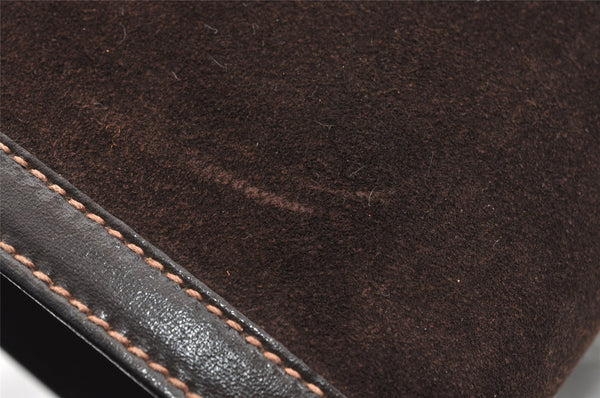 Authentic GUCCI Web Sherry Line Clutch Hand Bag Purse Suede Leather Brown 9856I