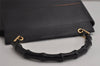 Authentic GUCCI Vintage Bamboo Shoulder Hand Bag Purse Leather Black 9857J