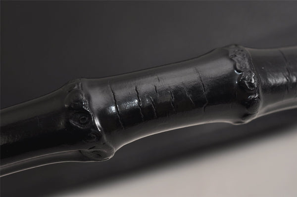 Authentic GUCCI Vintage Bamboo Shoulder Hand Bag Purse Leather Black 9857J