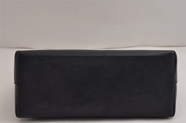 Authentic GUCCI Vintage Bamboo Shoulder Hand Bag Purse Leather Black 9857J