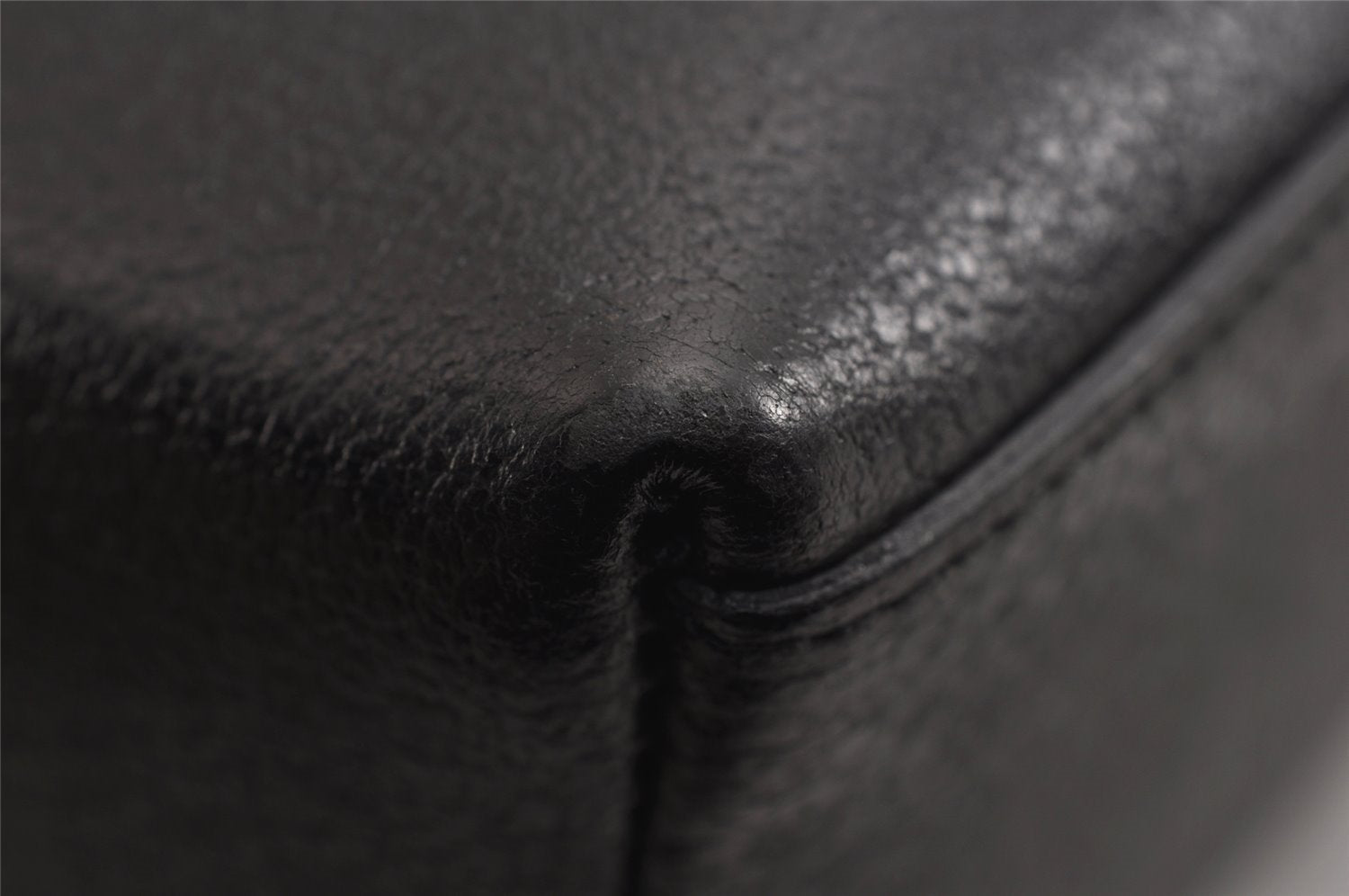 Authentic GUCCI Vintage Bamboo Shoulder Hand Bag Purse Leather Black 9857J