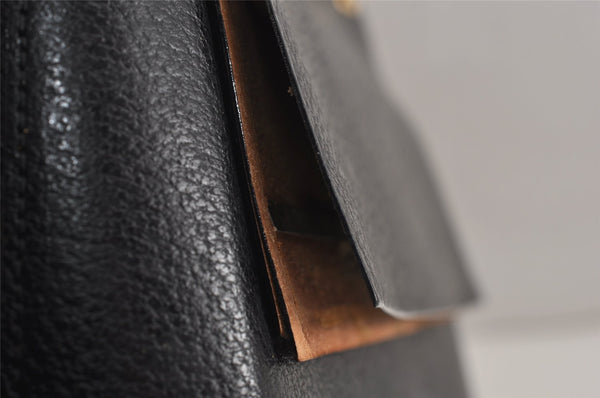 Authentic GUCCI Vintage Bamboo Shoulder Hand Bag Purse Leather Black 9857J