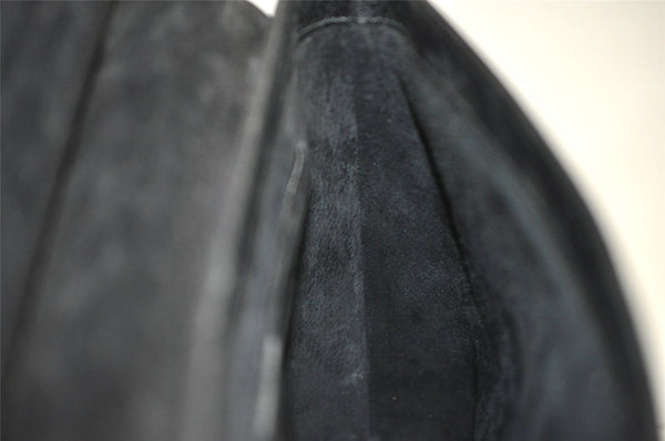 Authentic GUCCI Vintage Bamboo Shoulder Hand Bag Purse Leather Black 9857J