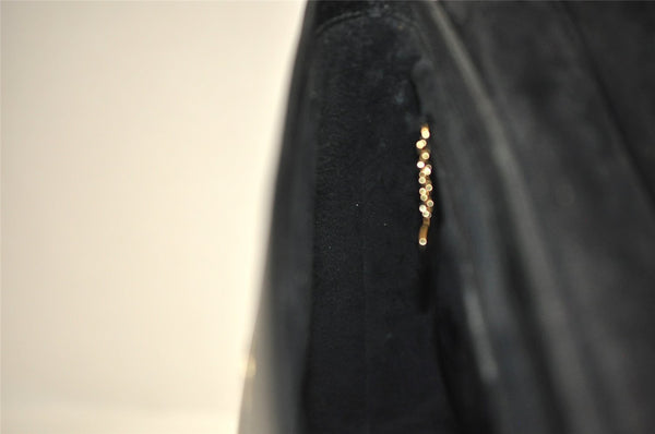 Authentic GUCCI Vintage Bamboo Shoulder Hand Bag Purse Leather Black 9857J