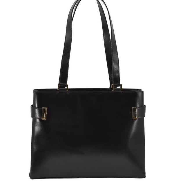 Authentic GUCCI Vintage Shoulder Bag Leather Black 9861I