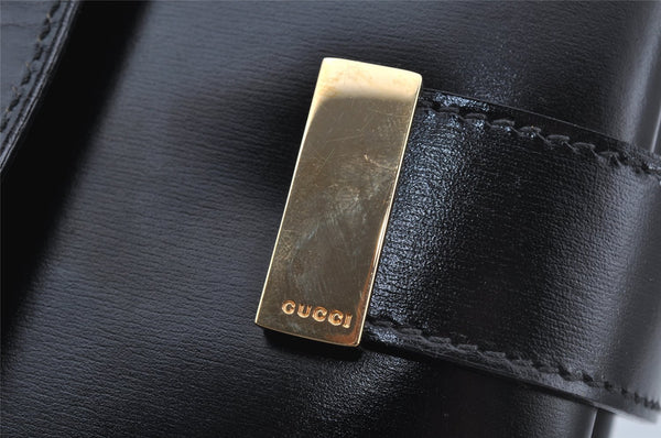 Authentic GUCCI Vintage Shoulder Bag Leather Black 9861I