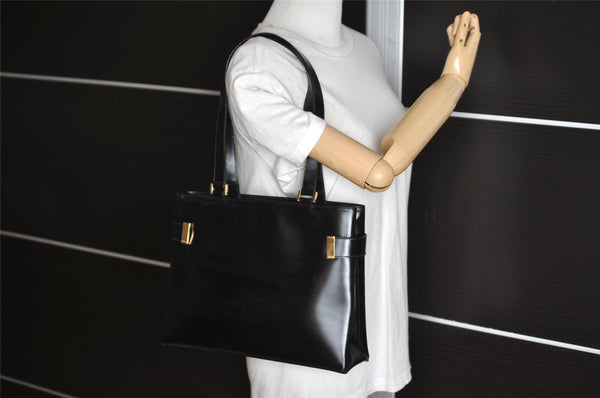 Authentic GUCCI Vintage Shoulder Bag Leather Black 9861I