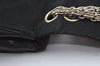 Authentic CHANEL Cotton Leather Matelasse Chain Shoulder Bag Black CC 9862H