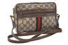 Authentic GUCCI Web Sherry Line Shoulder Bag GG PVC Leather Brown Junk 9862I