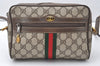 Authentic GUCCI Web Sherry Line Shoulder Bag GG PVC Leather Brown Junk 9862I