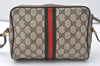 Authentic GUCCI Web Sherry Line Shoulder Bag GG PVC Leather Brown Junk 9862I