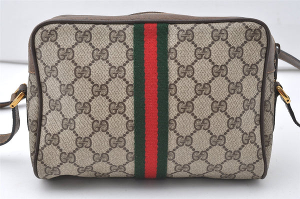 Authentic GUCCI Web Sherry Line Shoulder Bag GG PVC Leather Brown Junk 9862I
