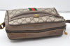 Authentic GUCCI Web Sherry Line Shoulder Bag GG PVC Leather Brown Junk 9862I