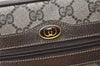Authentic GUCCI Web Sherry Line Shoulder Bag GG PVC Leather Brown Junk 9862I