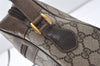 Authentic GUCCI Web Sherry Line Shoulder Bag GG PVC Leather Brown Junk 9862I