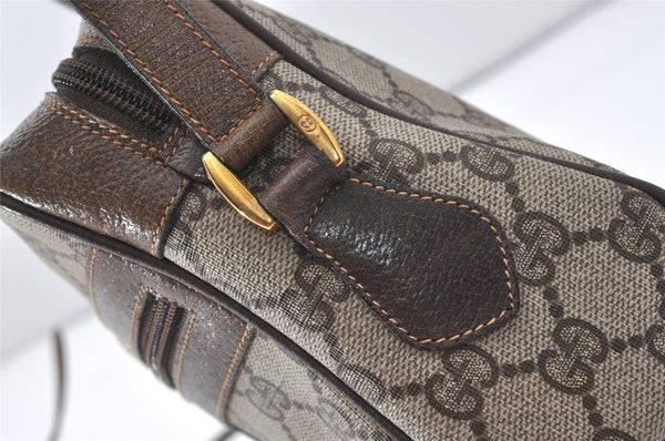 Authentic GUCCI Web Sherry Line Shoulder Bag GG PVC Leather Brown Junk 9862I