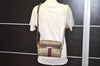 Authentic GUCCI Web Sherry Line Shoulder Bag GG PVC Leather Brown Junk 9862I