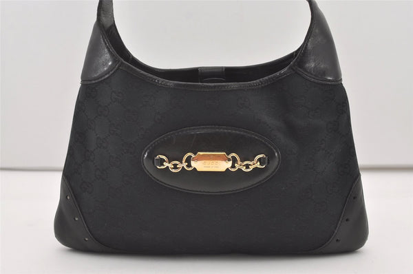 Authentic GUCCI Vintage Shoulder Hand Bag GG Canvas Leather 145778 Black 9864I