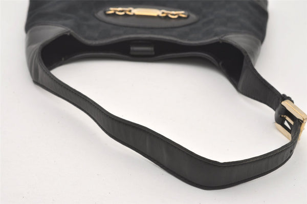 Authentic GUCCI Vintage Shoulder Hand Bag GG Canvas Leather 145778 Black 9864I
