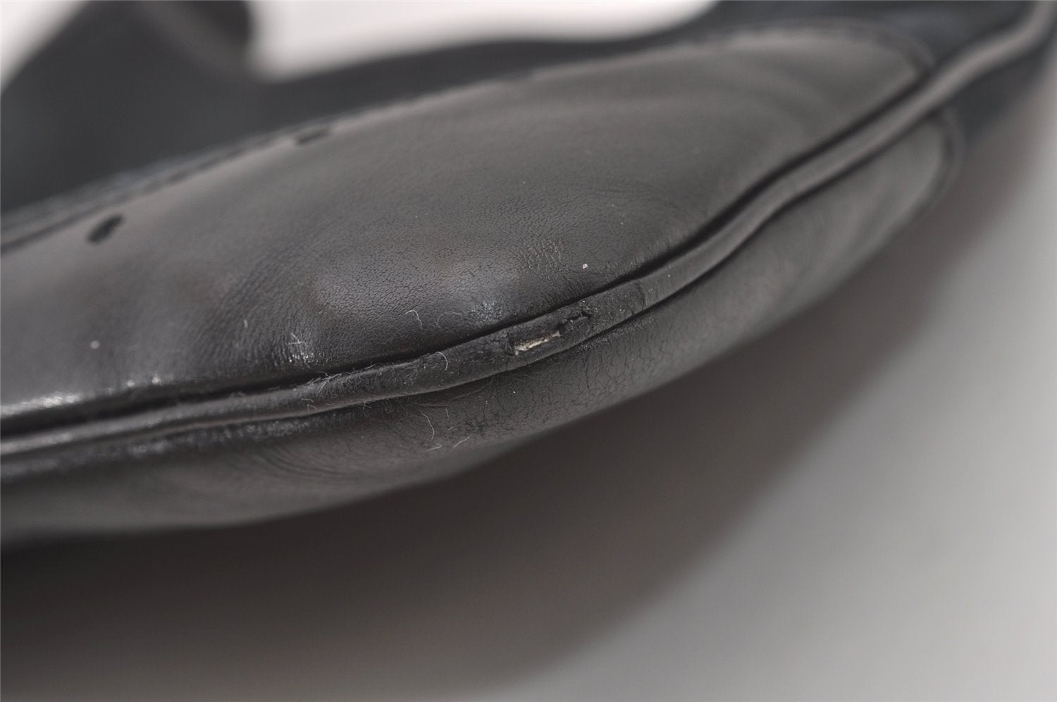 Authentic GUCCI Vintage Shoulder Hand Bag GG Canvas Leather 145778 Black 9864I