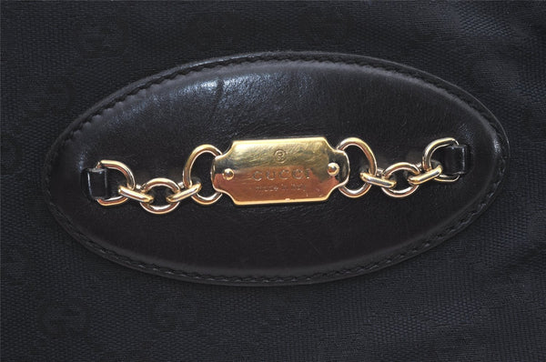 Authentic GUCCI Vintage Shoulder Hand Bag GG Canvas Leather 145778 Black 9864I