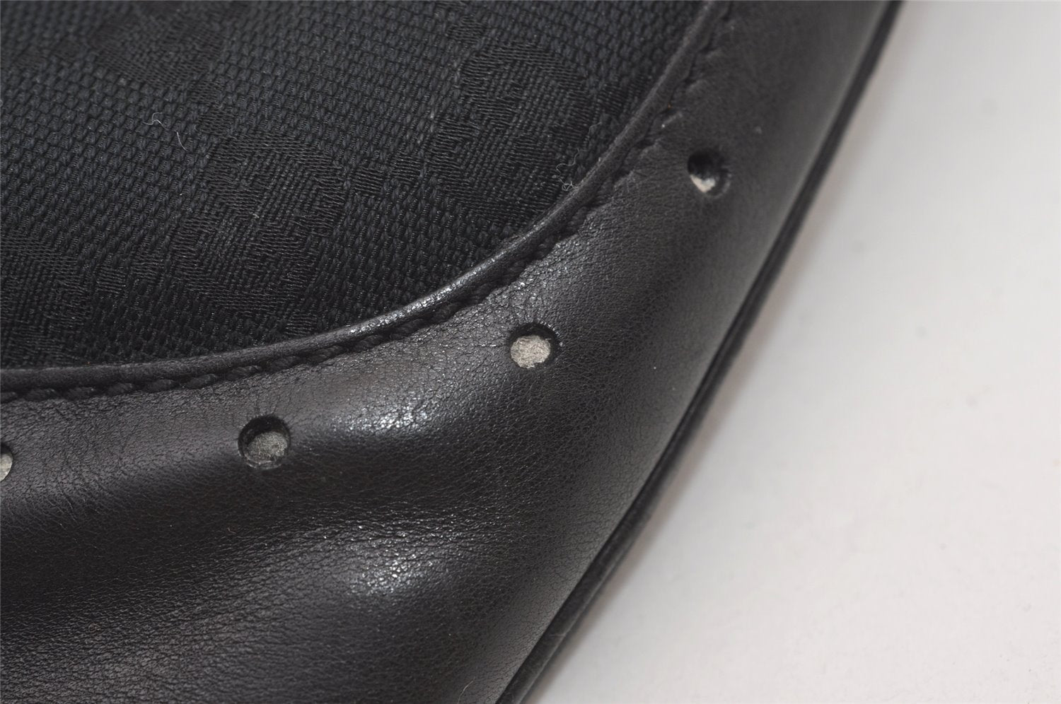 Authentic GUCCI Vintage Shoulder Hand Bag GG Canvas Leather 145778 Black 9864I