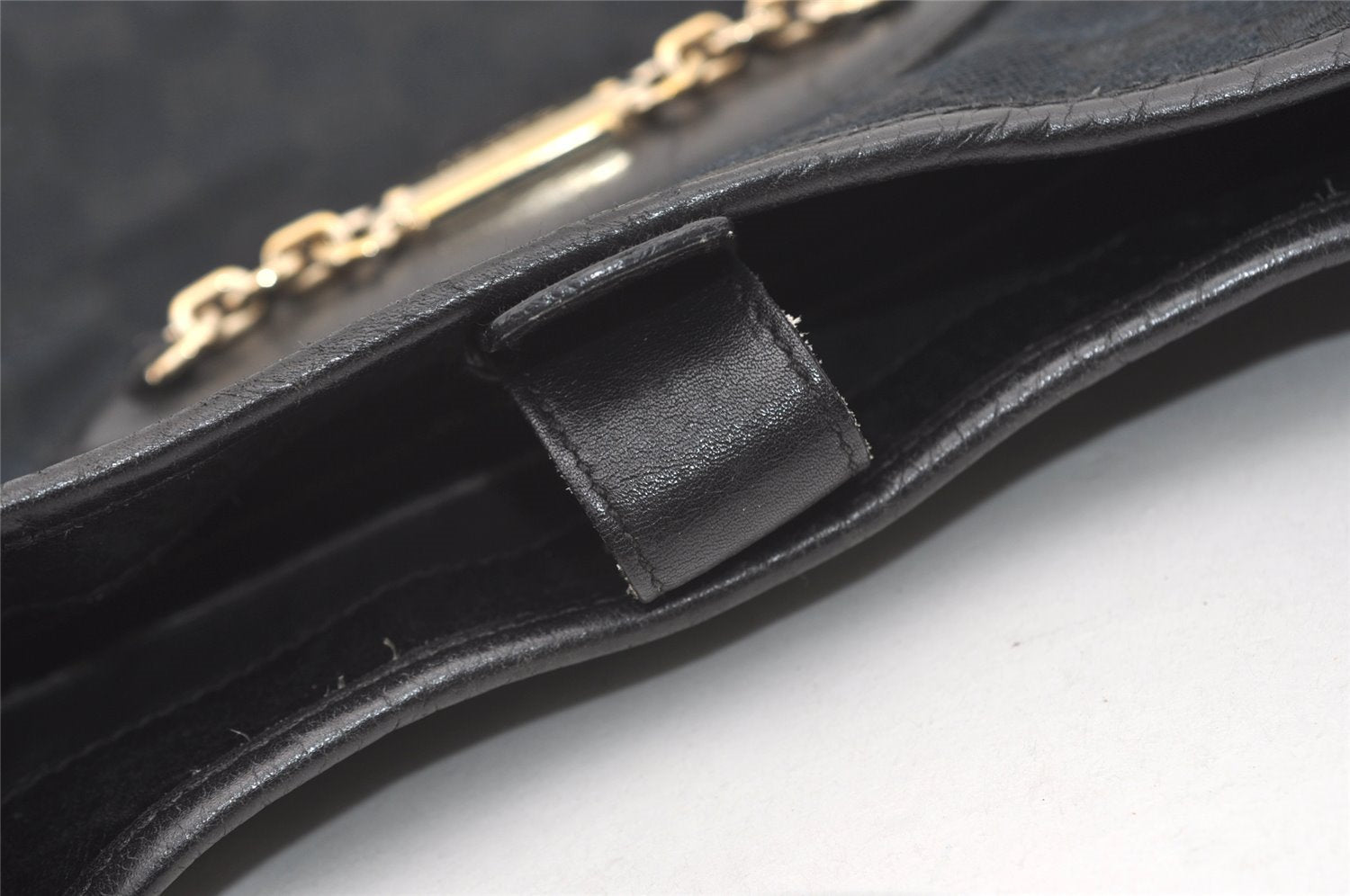 Authentic GUCCI Vintage Shoulder Hand Bag GG Canvas Leather 145778 Black 9864I